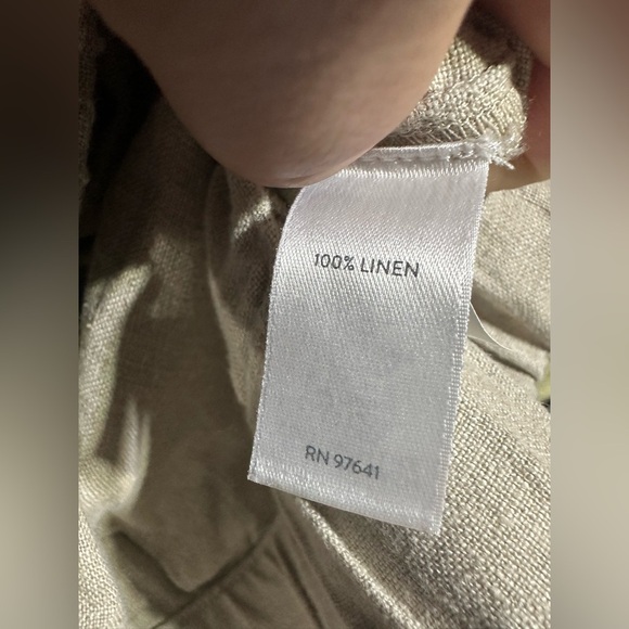 J Jill Love Linen Tan Petite L Boho Beachy Wide Leg Crop Pants Elastic Waist EUC - Picture 4 of 7